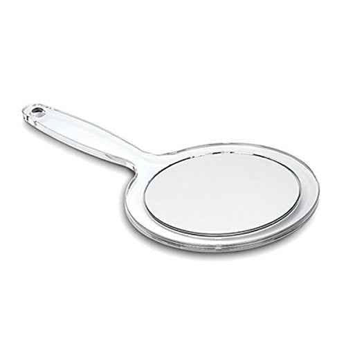 RUCCI Round Hand Held Magnifying Makeup Mirror 10X 1X Clear Acrylic Double-Sided Mirror with Handle Personal Mirror for Women (Round 5 Inch)
