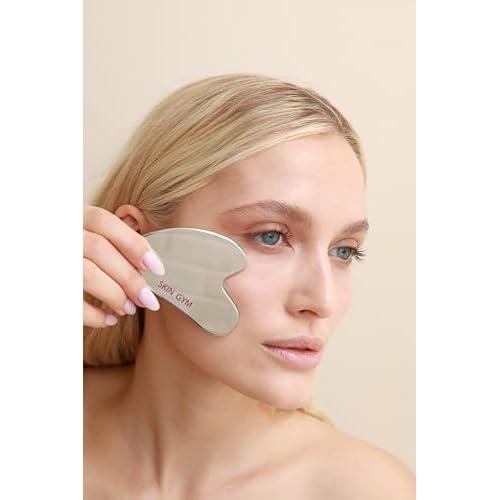 Skin Gym Silver Facial Roller and Gua Sha Tool Workout Skin Care Set for Wrinkles and Fine Lines - Anti Aging Face Lift Beauty Tool - Improve Skin Appearance and Achieve Radiant Glow