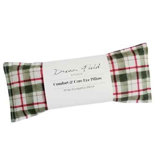Eye Pillow with Flaxseed, Eucalyptus & Mint, Small Heat and Cold Therapy Pad, Caregiver Gift, Eco-Friendly Ingredients, Microwavable Sinus and Headache Mask - Windowpane Plaid