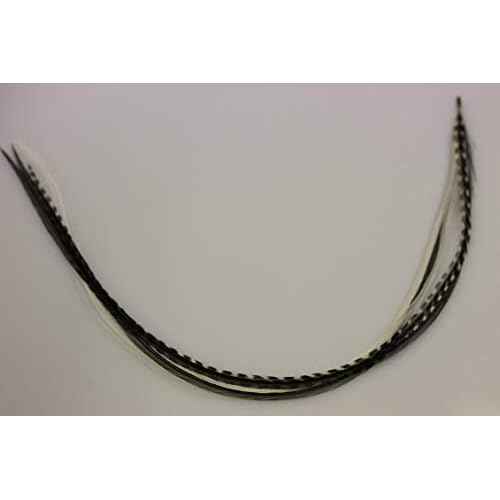 Zebrz Feather Hair Extension 4"-7" in Length with 5 Salon Quality Feathers for Hair Extension with Black & White American Rooster Feathers