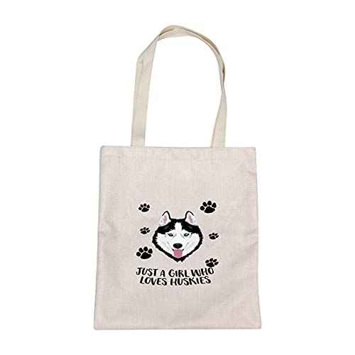 MBMSO Husky Makeup Bag Husky Lover Gifts for Women Just a girl Who Loves Huskies Cosmetic Bag Siberian Husky Owner Gifts for Husky Mom Zipper Pouch Travel Case (Husky Tote bag)