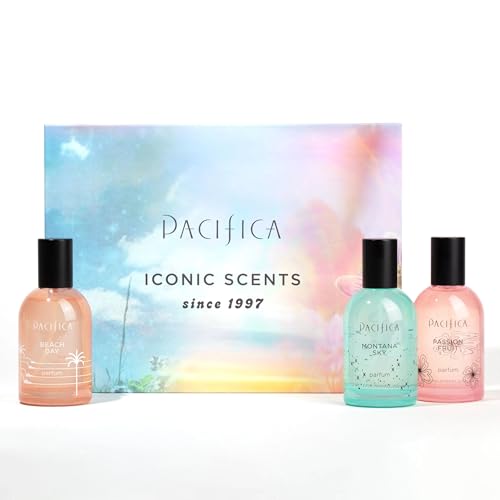 Pacifica Iconic Scents Gift Box ? Montana Sky, Beach Day & Passionfruit ? Nature-Inspired Fragrance Collection, Vegan & Cruelty-Free