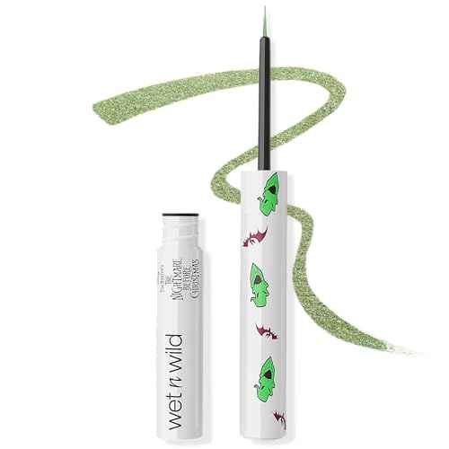 wet n wild Nightmare Before Christmas Liquid Eyeliner, Semi-Sheer Buildable Glitter Formula, Richly Pigmented Color, Flexible Precision Brush for Easy Application, Cruelty-Free - Dare to Play