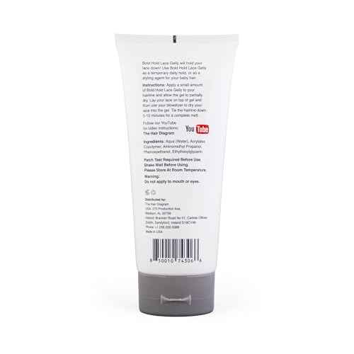The Hair Diagram - Bold Hold Lace Gelly - Glueless - Temporary Daily Hold for Lace Front Wigs and Hair Systems - Styling Agent for Baby Hairs - Non Toxic - Alcohol Free - Water Based Formula - 6oz