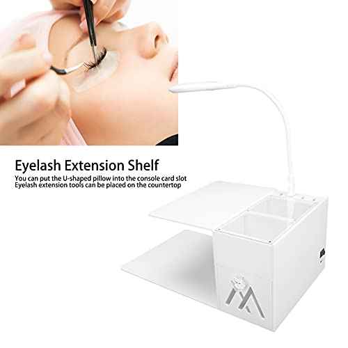 Eyelash Extension Shelf with Detachable U-Shaped Memory Foam Pillow, Adjustable USB LED Light, Ergonomic Acrylic Makeup Tool for Beauty Salon