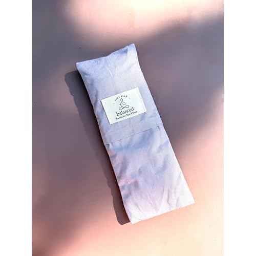 BYS Weighted Lavender Eye Pillow, Organic Cotton Fabric, Grey and White, with Travel Pouche