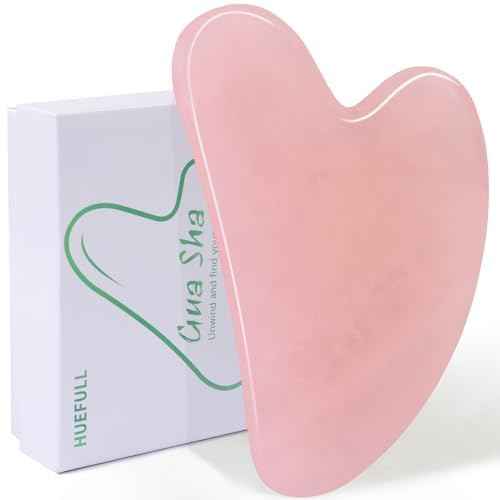 huefull Gua Sha Facial Tools for Face and Body ?Spa Gifts for Women, Natural Rose Quartz Guasha Tool for Face, Relieving Tension,Self Care Gift for Women & Men