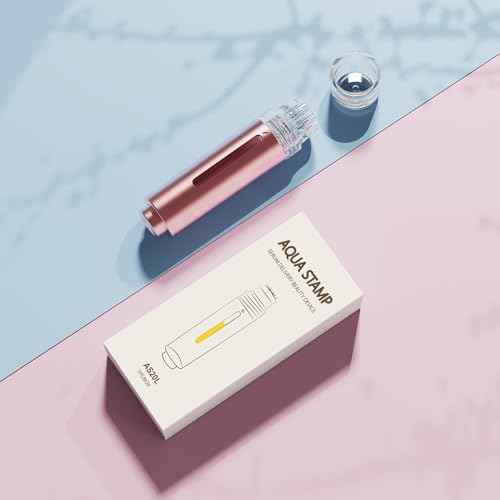 AQUA STAMP 2-in-1 Titanium Derma Stamp Pen | 0.25mm Gold Micro Infusion Hydra Needles | Manual Microneedling Tool for Face Lips Scalp Care | Fine Touch Serum Applicator