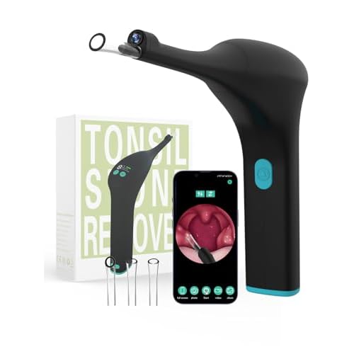 Voraiya Visible Tonsil Stone Remover, Electronic Tonsil Stone Removal Kit with Camera and Led Light, APP WiFi Connection, 5 Level Suction Tonsil Stone Vacuum