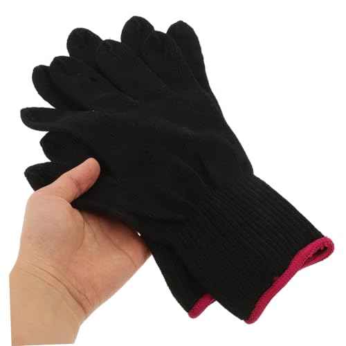 Heat Resistant Gloves for Hair Styling Professional Barber Shop Mitts Insulated Protection for Curling Wands Flat Irons and Dryers Safe Heat Wear for Efficient Hair Styling Black