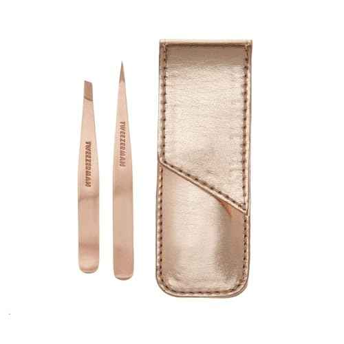 Tweezerman Rose Gold Petite Point and Slant Set with Travel Case