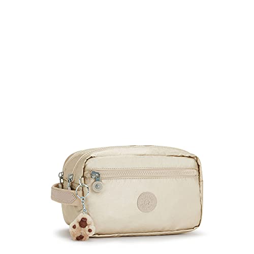 Kipling Womens Women's Amalfi Travel Pouch, Organize Accessories, Slip Compartments, Top Zip Closure, Nylon Large Pouch, Starry Gold Metallic, 9 L x 5.5 H 5 D US