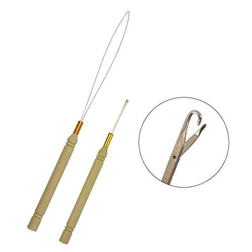 Hair Extensions Tool Kit Black Hair Pliers Pulling Hook Bead Device Tool Kits and 500 Pcs 5 mm Micro Links Rings Beads (Black)