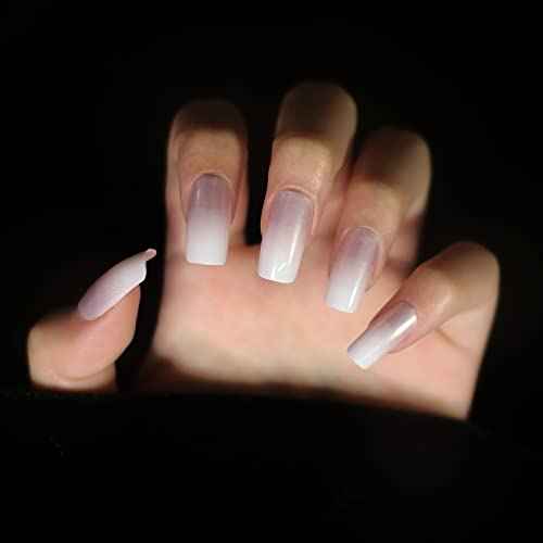 Medium Length Press on Nails Pink White False Nails Full Cover Short Fake Nails Faux Ongles Daily DIY Nails Manicure Kits Nail Art Tips