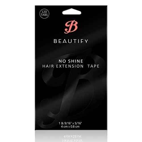 No Shine by BEAUTIFY Hypoallergenic Double Sided Hair Extension Tape, 4 cm x 0.8 cm, 120 Pre-Cut Tabs, One Color