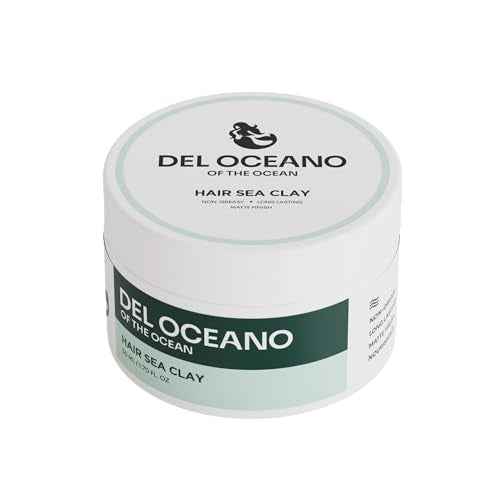 Del Oc?ano Hair Styling Sea Clay - Strong Hold, Matte Finish, Nourishing Formula Hair Clay for Men, Ideal for Hairstyling Medium, Messy, Fine Thinning Hair Styles, 2.7 oz