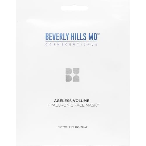 Beverly Hills MD Ageless Volume Hyaluronic Face Mask- Reduce Appearance of Wrinkles, Anti Aging Formula for Plump, Moisturized Skin- 8 Pack- Hydrating & Firming Gentle Sheet Mask