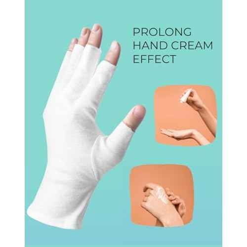 2 Pairs White Cotton Moisturizing Gloves ? Fingerless Design with 5 Open Fingertips per Glove ? 100% Cotton ? Touchscreen-Friendly Night Gloves for Dry Hands