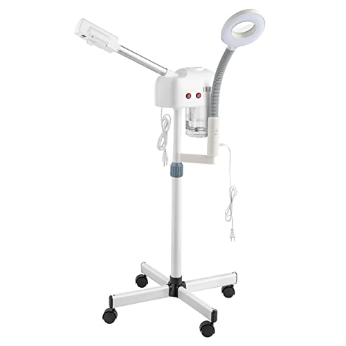Winado 2 in 1 Facial Steamer with 5X Magnification Light, Deep Cleaning for Personal Skin Care, Beautician Steamer Professional Humidifier Facial Spa Mist Steam for Home & Beauty Salon, White
