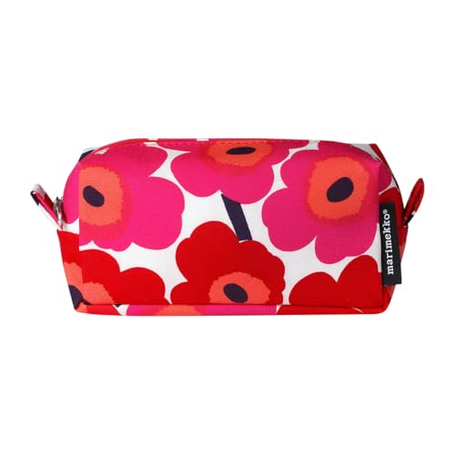 MARIMEKKO Tiise Mini Unikko Terry Cotton Cosmetic Bag (Red) ? Floral Cosmetic Bag to Include in Your Travel Essentials ? 7x4x3 in