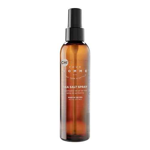 CHI Pour Homme Sea Salt Spray for Men, Hairspray For Texture & Volume, Creates A Natural Look, Made With Aloe Vera & Nettle, Fresh, Woody Scent, 6 oz