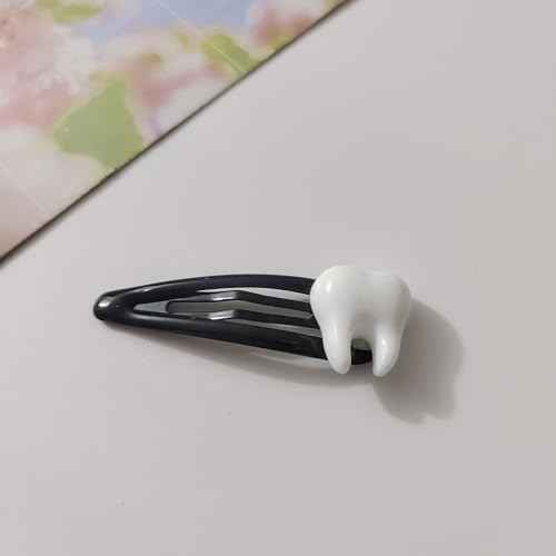 Tooth Shaped Y2K Hair Clips Halloween Gothic Hair Clip Teeth Bone Hair Barrettes for Women Goth Metal Hair Pins Halloween Costumes Cosplay Hair Accessories 4Pcs Snap Hair Clips