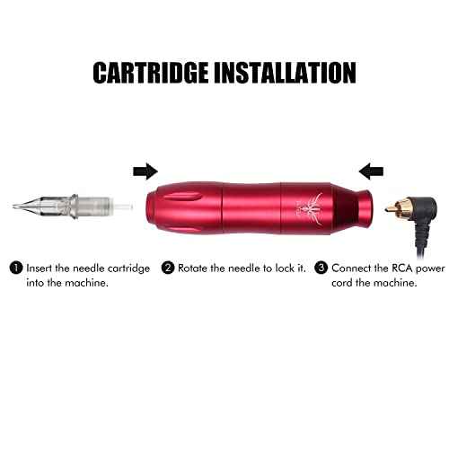 TATELF Rotary Pen Kit Professional Complete Machine Starter Set with 40pcs Cartridge Needles Power Supply Foot Pedal 21 Colors Ink For Beginners & Artists(Red)