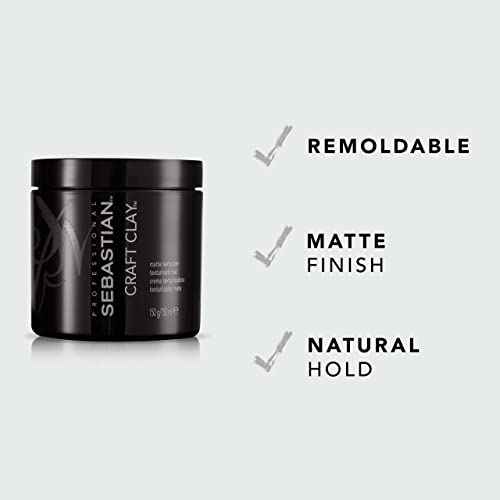 Sebastian Professional Craft Clay with Matte Finish | Remoldable Texturizing Hair Styling Clay for Natural Hold | 1.7 oz