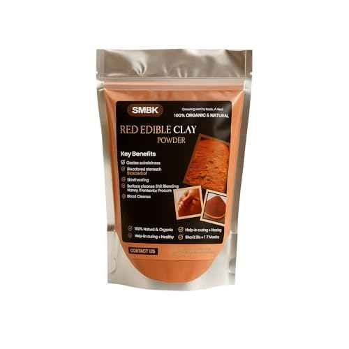 SMBK Red Clay,Edible Clay Chunks, Natural Clay,Organic Clay,Clay Mask,Natural Mud Mask,7OZ (200GM)