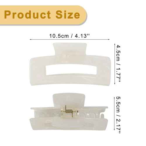VOCOSTE Hair Caw Clips, Acetic Acid Hair Clips, Tortoise Hair Clips, Large Hair Claw Clips, Hair Barrettes for Women, Ivory White