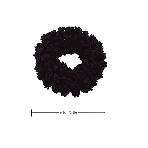 8pcs Plush Scrunchie Hair ties Large Scrunchie fluffy tied Hair Rope Cute Elastic Hair Bands Scrubchy Hair Accessories for Women and Girls (Black)