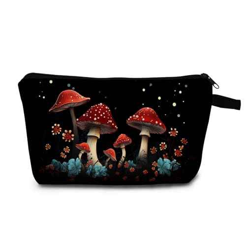 Mushrooms Makeup Bag for Women Travel Cosmetic Organizer Bag Teacher Appreciation Gifts Small Zipper Toiletry Bag