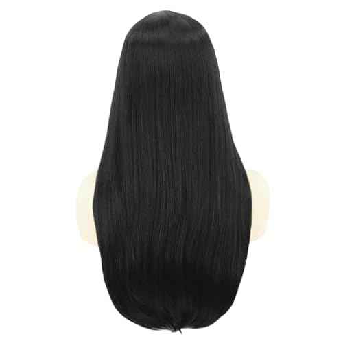 Black and Pink Wigs with Bangs for Women Long Straight Synthetic Wig,Heat Resistant Hair Natural Looking Wig Daily Party Halloween Cospaly Used