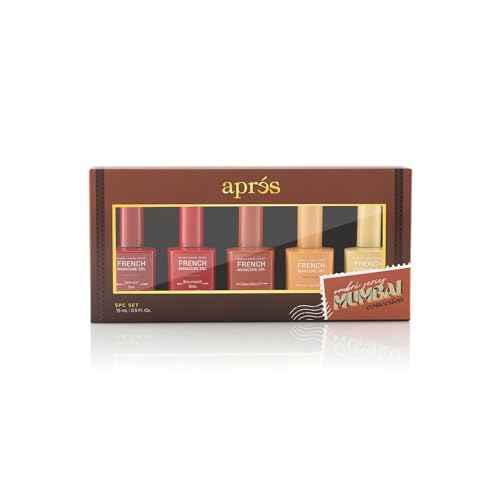 Apres Nail French Manicure Set | Includes 5 Ombre Color | Each Bottle 15mL / 0.5 Fl Oz | 2022 Version (Mumbai)