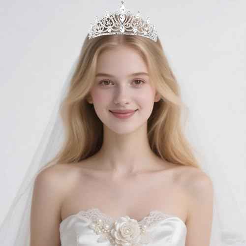 TODDER Silver Tiara for Women Girls Rhinestone Princess Queen Crowns Crystal Headband for Girls Wedding Hair Accessories for Bridal Birthday Party Prom Halloween Cosplay Holidays