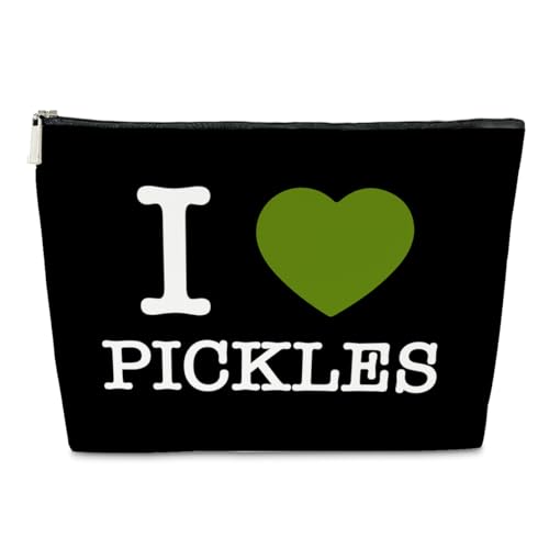 JioJio Chan Pickle Lover Gifts Makeup Bag for Women, I Love Pickles PU Leather Makeup Cosmetic Bag for Purse, Pickle Gifts for Pickle Lovers, Pickle Stuff, Gifts for Pickle Lovers Makeup Pouch
