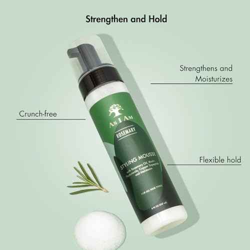As I Am Rosemary Styling Mousse 8 Fl Oz (237 ml) - with Biotin & Saw Palmetto