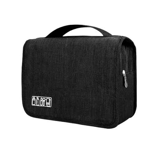 L&FY Hanging Travel Toiletry Bag Women's Cosmetic Organizer Makeup Pouch Men's Shaving Kits With Handle (Denim Black)