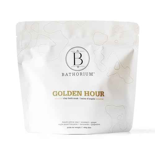 Bathorium Golden Hour Mud Mineral Soak, Detox Bath Soak with French Grey Sea Salt, Ginger & Mandarin, Sinus Relief & Recovery, pH-Balanced for Women, Approximately 3 Baths, 32 oz