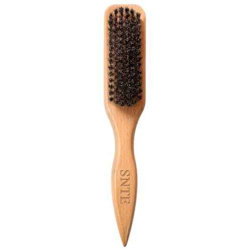 Boar Bristle Slick Back Hair Brush - Smooths Flyaways, Tames Frizz, Styles Edges, Sleeks Ponytails, Buns - Teasing Smoothing Brush for Women & Men Fine/Medium Hair, Styling Accessories for Girls, Kids