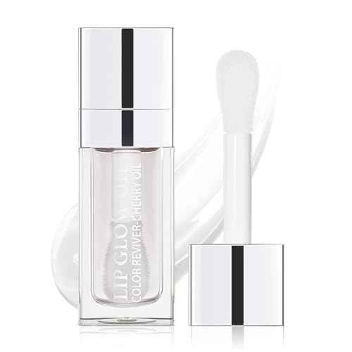 GECOMO Hydrating Lip Glow Oil, Moisturizing Lip Glow Oil, Nourishing Glossy Transparent Lip Oil, Plumping Lip Oil, Lip Balm, Non-sticky Tinted Toot Lip Balm for Lip Care (CLEAR) 0.2 OZ