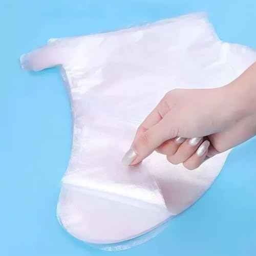 400-Pack Disposable Plastic Foot Covers for Feet ? Leak-Proof Paraffin Wax Bath Liners, Moisturizing Socks for Pedicure, Spa, Cracked Heel Care & Shoe Trials (Includes Stickers for Secure Fit)