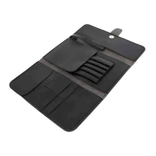 Angoily Shear Holder, 2PCS Roll up Hairdressing Scissors Barber Bag Tool Pouch Toolbox Leather Kit Hair Scissor Container Beauty, Black Barber Kit Shear Case, 26x14.5cm