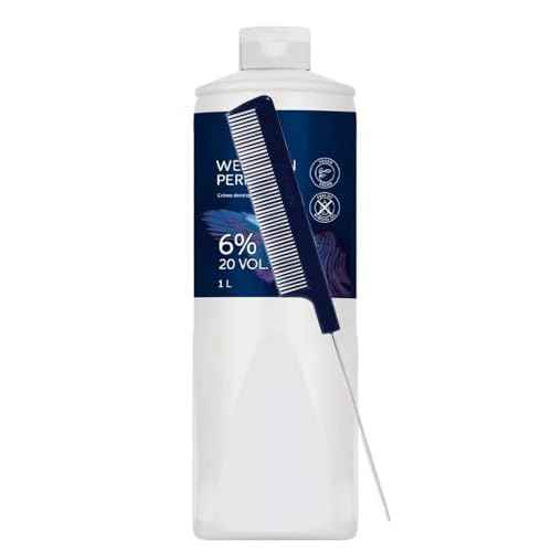 Welloxon Perfect 6% / 20 Volume Developer 33.8 fl oz with Pin Tail Comb ? Professional Hair Developer for Koleston Perfect Hair Color and Vibrant Gray Coverage