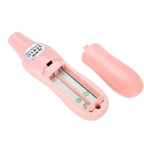 Skin Hydration Tester, Digital LCD Display Precision Skin Sensor Tester Skin Hydration Water Oil Analyzer (White) (Pink)