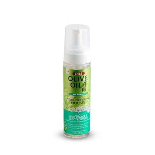 Olive Oil Max Moisture Super Soft Style Curl Defining Mousse infused with Rice Water & Electrolytes for Supercharged Hydration & Growth (7.0 oz)