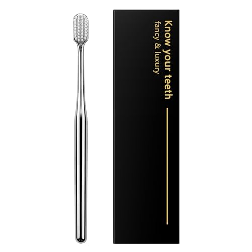 Z-VAPRESS Luxury Silver Manual Toothbrush Soft Bristles Better Gift Elegant Electroplated Design Perfect for Home, Hospitality or Travel Toothbrushes for Sensitive Teeth