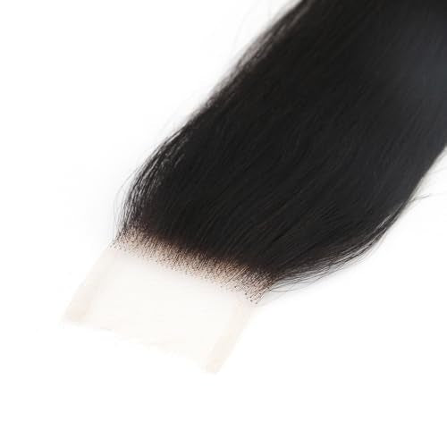MEODI 2x6 Skinlike HD Lace Closure Only, 0.1mm Ultra-thin Invisible HD Lace Can Melt into Any Skin Tone Pre-plucked Straight Human Hair Clsoure 16 Inch
