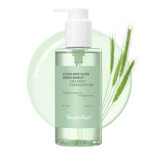 Green Barley Light Cleansing Oil, Hydrating Daily Cleanser for Sensitive Skin, Blackhead Remover, Korean Vegan Skin Care, 6.93 Fl Oz