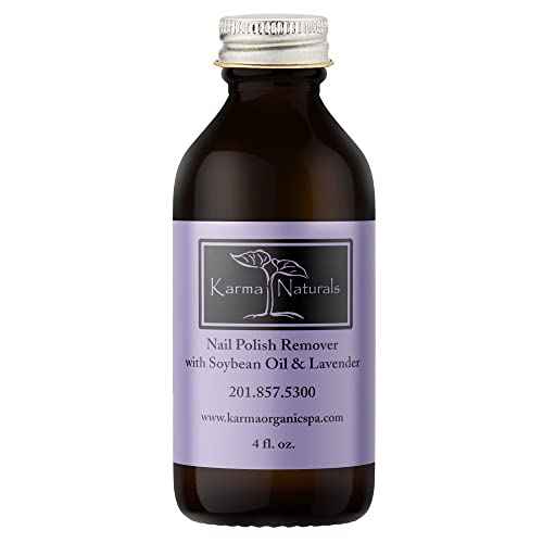 Karma Organic Nail Polish Remover with Soybean Oil and Lavender Oil- Non Toxic, Vegan, Cruelty Free, Acetone Free ? Nails Strengthener for Fingernails ? 4 fl. Oz